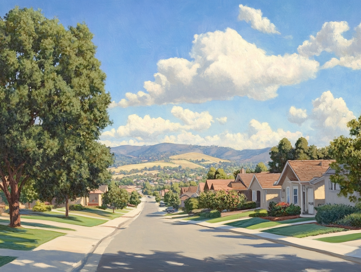 a street view of a Folsom CA neighborhood
